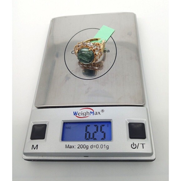 Karis Green Seraphinite Gemstone Ring Size 7 Gold Tone G&B Made In India NWT - Picture 14 of 14